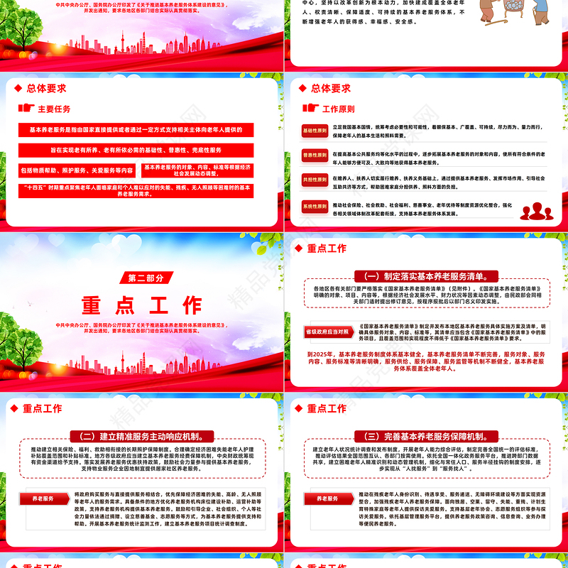 关于推进基本养老服务体系建设的意见PPT红色简洁健全基本养老服务体系更好保障老年人生活专题课件下载