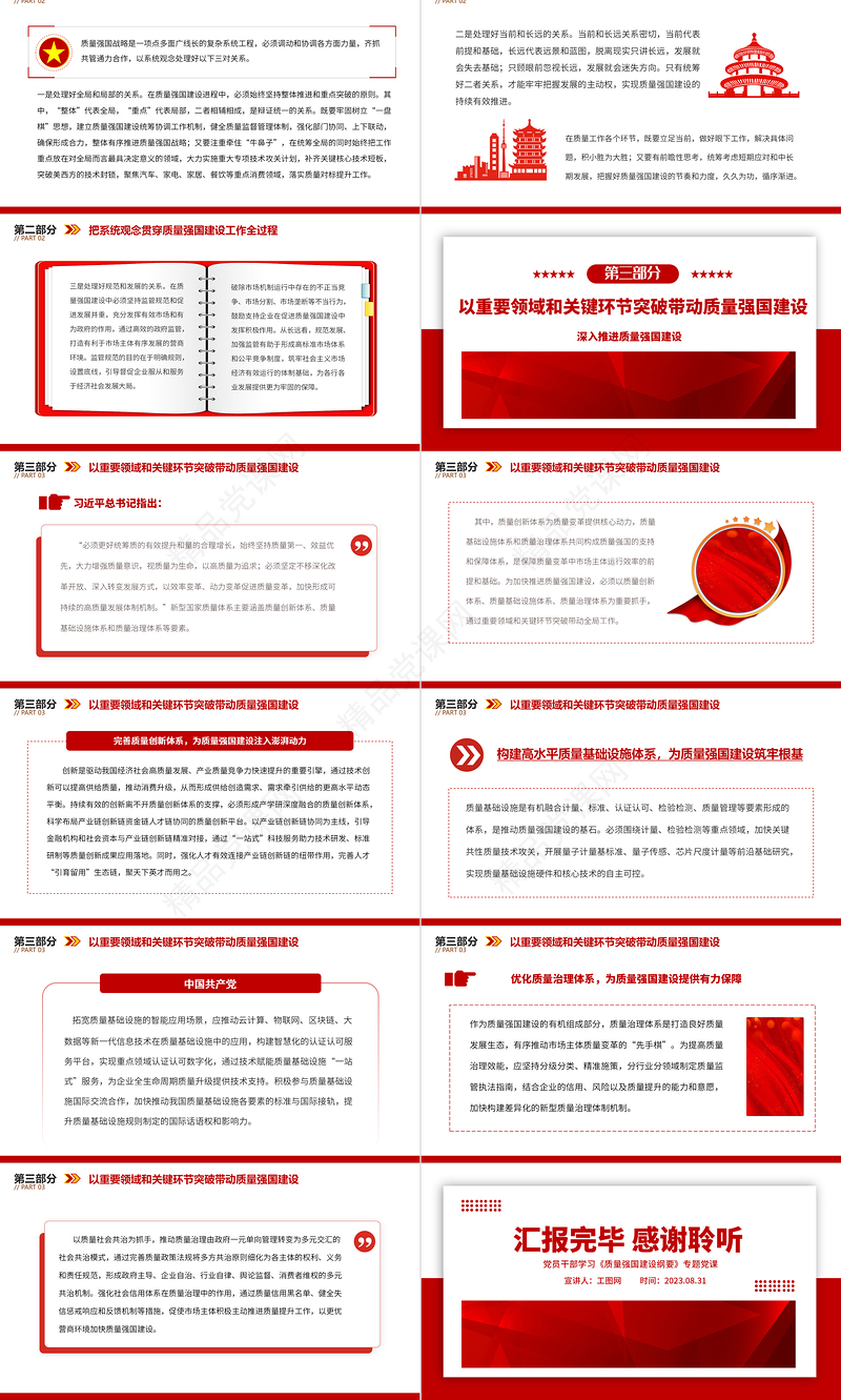 2023深入推进质量强国建设PPT精品风党员干部学习《质量强国建设纲要》专题党课课件
