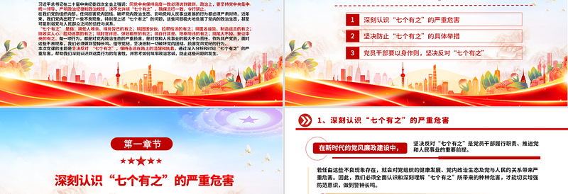 红色简洁坚决反对“七个有之”PPT党内政治生态主题党课
