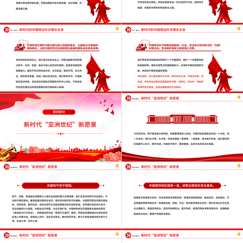 2023新时代中国的周边外交政策展望PPT大气精美同一个亚洲同一个命运睦邻友好外交课件下载
