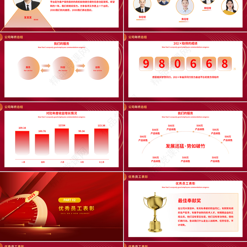 红色大气2025年新春蛇年晚会优秀员工表彰大会PPT下载