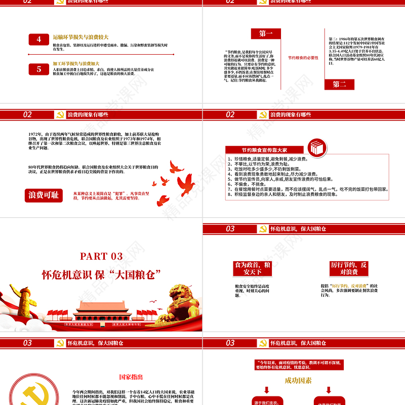 党政风节约粮食怀危机意识保大国粮仓制止餐饮浪费拒绝舌尖上的浪费党课主题教育ppt模板