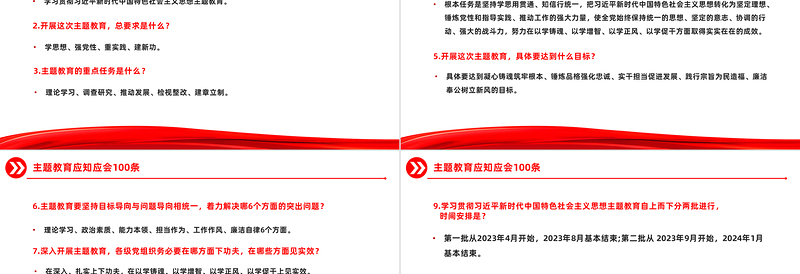 主题教育知识点100条PPT党政风主题教育应知应会基础知识微党课课件