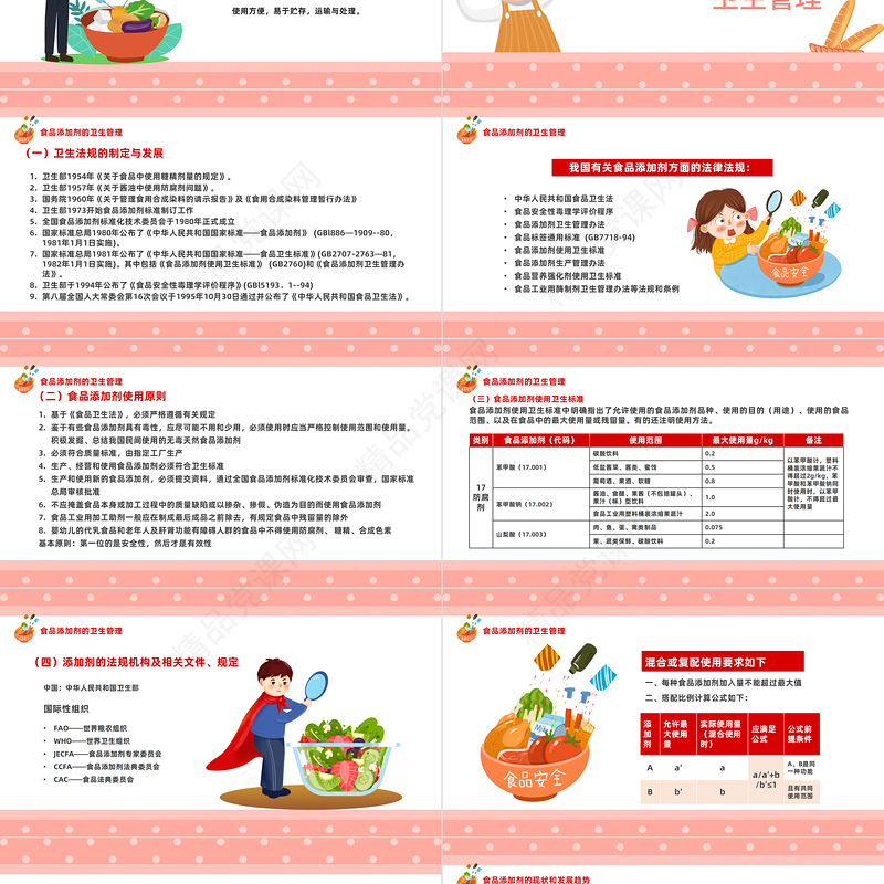 2023食品添加剂PPT精美卡通食品生物化学课程课件下载