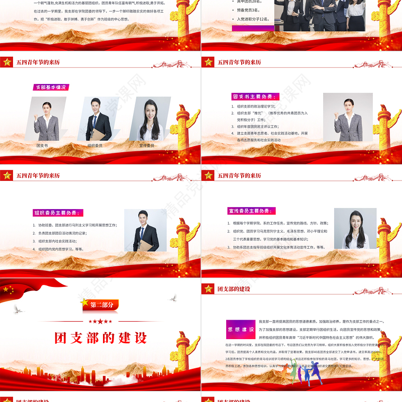 2022五四红旗团支部答辩PPT精美纪念五四运动103周年团支部竞选活动主题课件模板