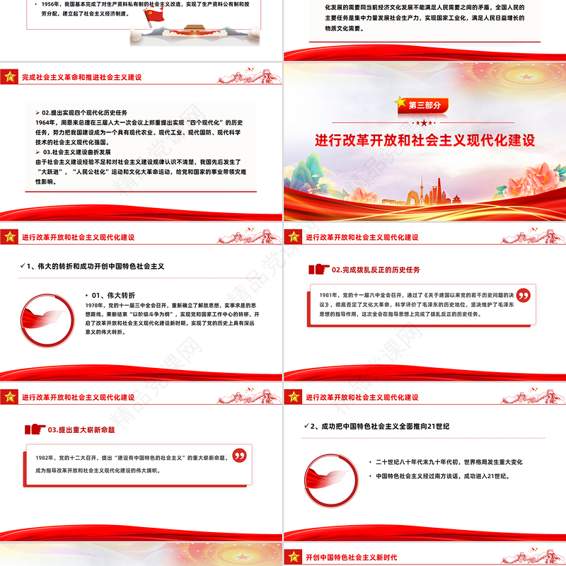 红色精美建党104周年PPT党的百年光辉历程和历史经验主题课件