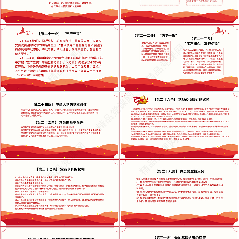 党员学习手册PPT党员基层党组织党务党建知识学习党课模板