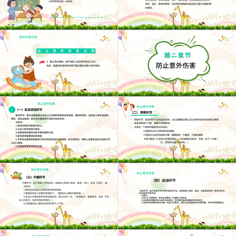 幼儿园意外伤害防范与处理PPT儿童安全教育幼儿园意外伤害处理专题课件模板下载