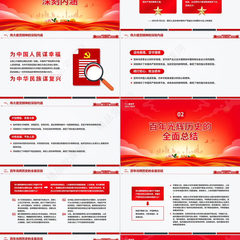 精品2025建党104周年PPT重温建党精神谱写时代新篇微党课课件