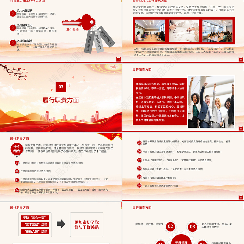 2021述职述廉述责报告PPT党政风简约党员干部年终工作总结汇报工作计划党建模板