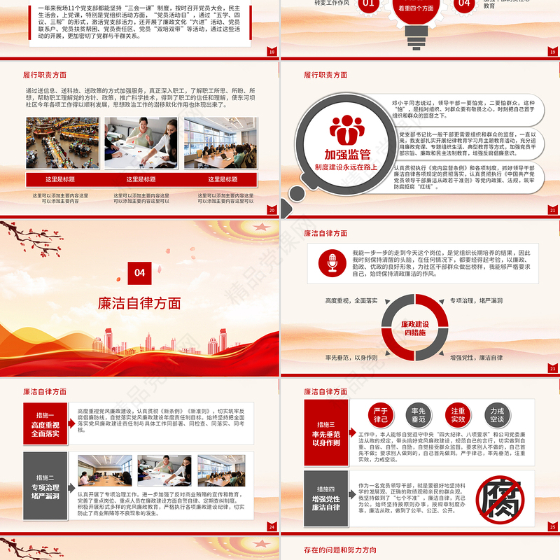 2021述职述廉述责报告PPT党政风简约党员干部年终工作总结汇报工作计划党建模板