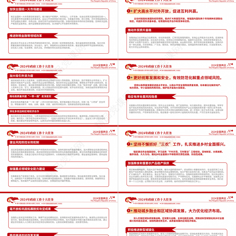 2024年政府工作十大任务聚焦两会关注民生PPT微党课模板