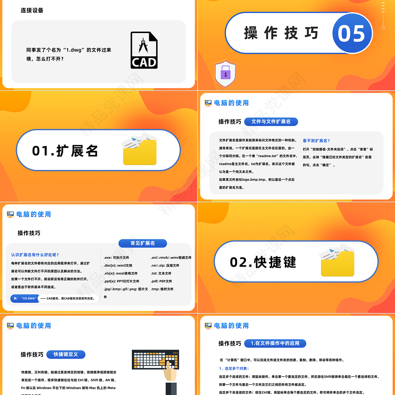 2022电脑办公基础操作PPT精美卡通电脑办公基础知识介绍模板课件