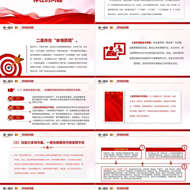 2023年主题教育党支部专题组织生活会个人对照剖析发言材料PPT