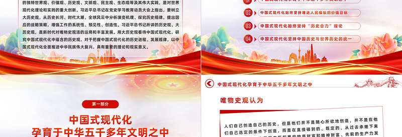 2023中国式现代化蕴含的历史观PPT大气精美党员干部学习教育专题党课模板课件