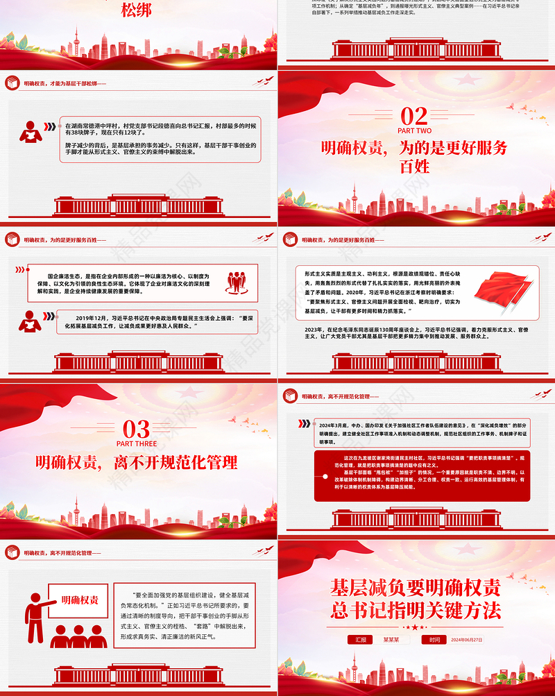 大气简洁基层减负要明确权责党课PPT课件