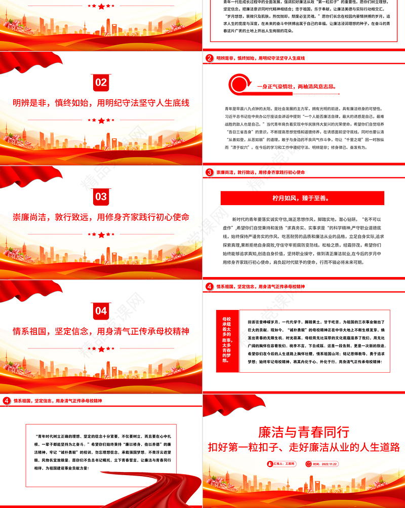 廉洁与青春同行PPT扣好第一粒扣子走好廉洁从业的人生道路青年宣教团课课件