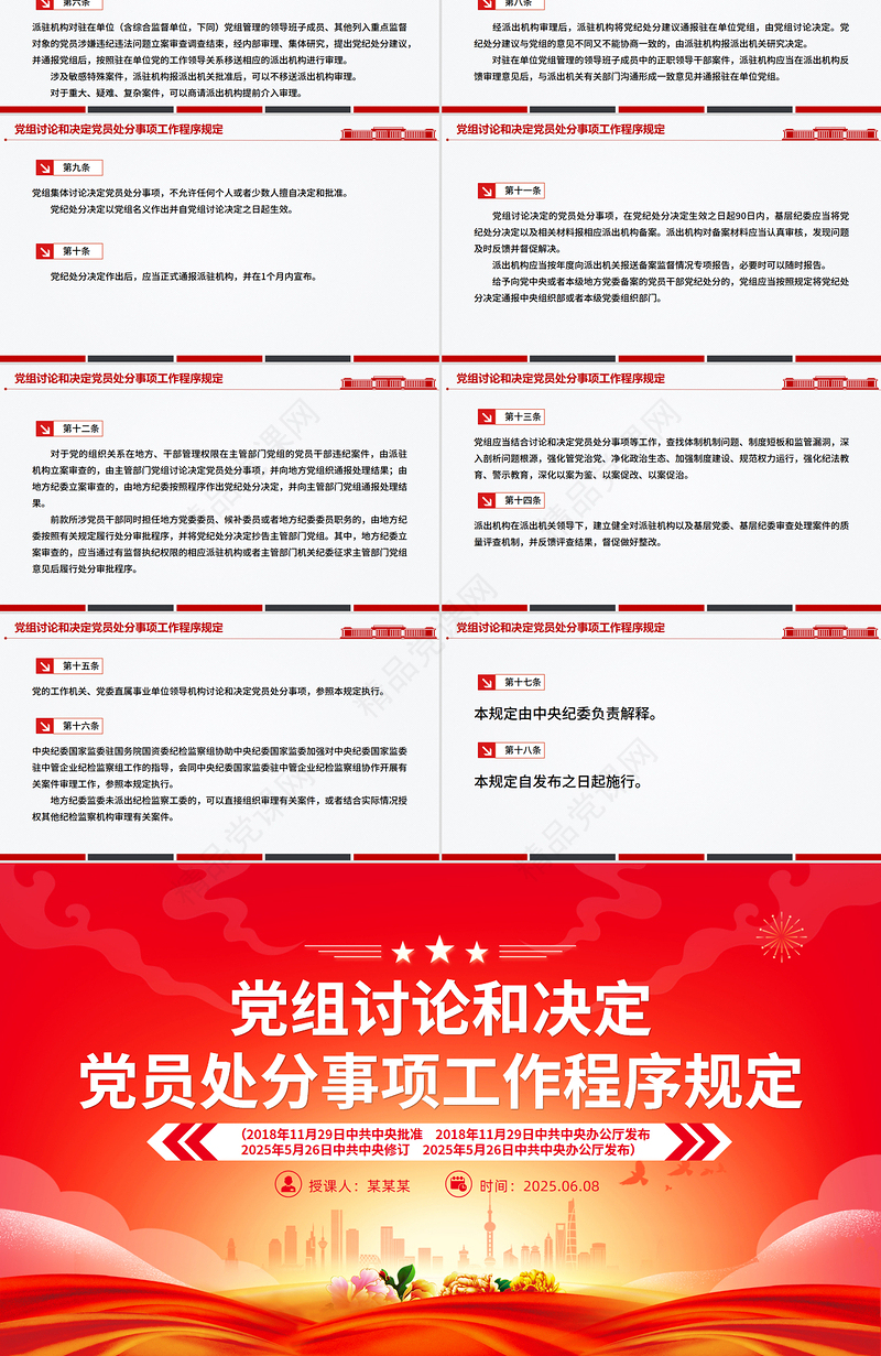 党内法规PPT《党组讨论和决定党员处分事项工作程序规定》课件