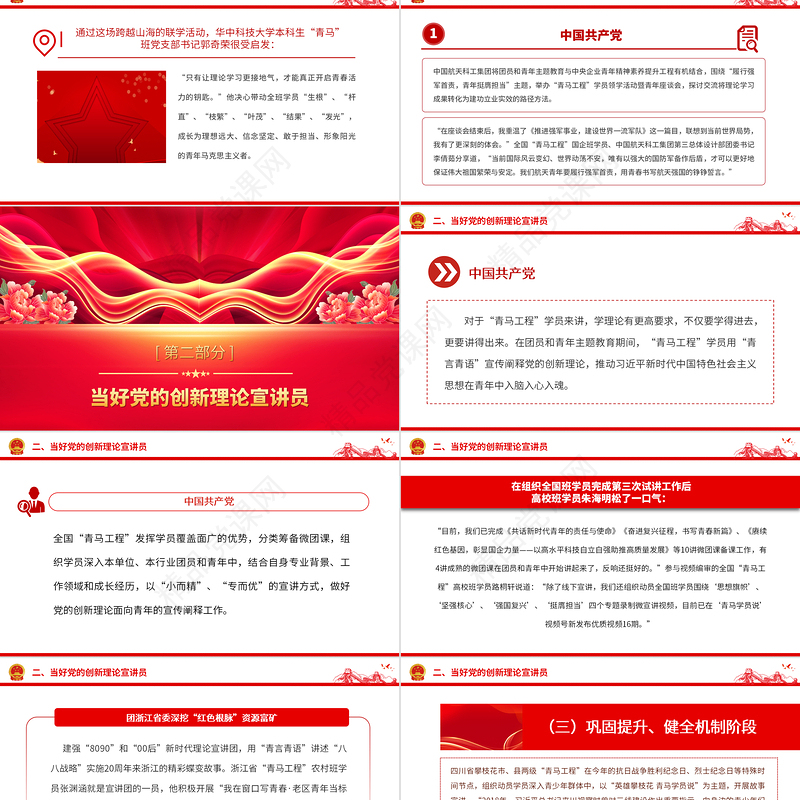 坚持深学实做激励挺膺担当PPT红色时尚青马工程学员积极参加团员和青年主题教育团课