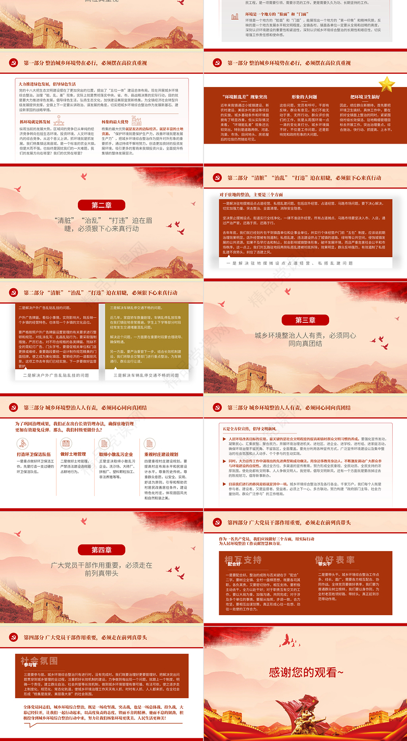 2021全力打赢城乡环境综合整治攻坚战PPT红色简洁农业农村农民三农政策助力乡村振兴党课课件