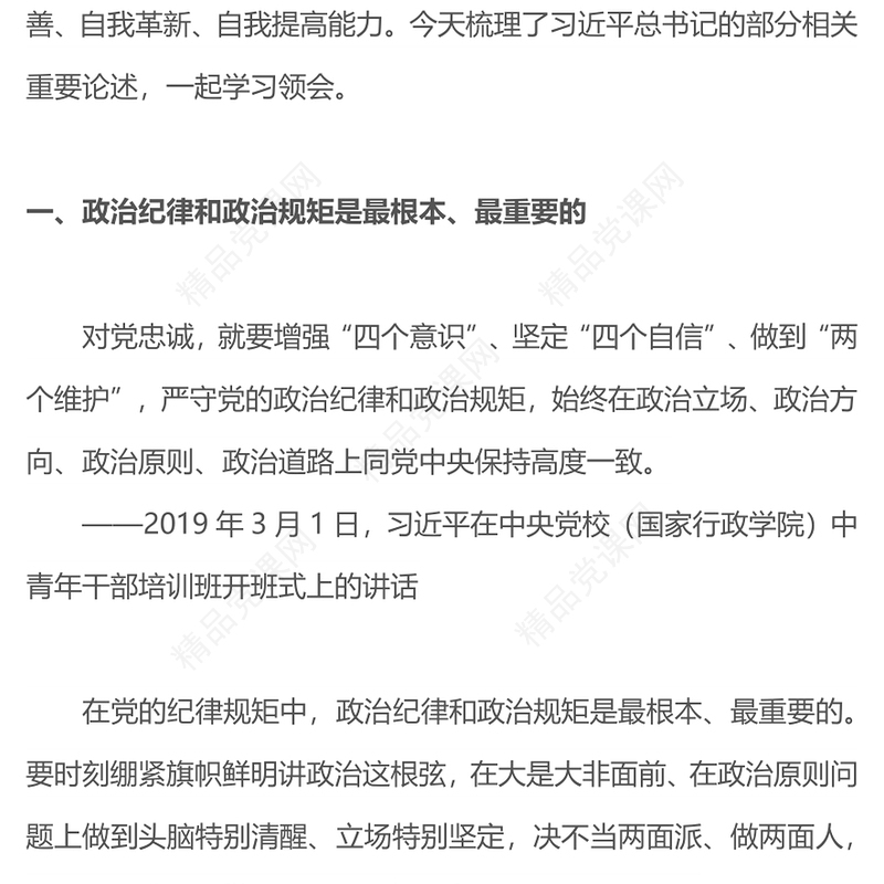 加强纪律建设PPT红色简洁总书记关于党的纪律建设的部分相关重要论述思想教育党课课件(讲稿)