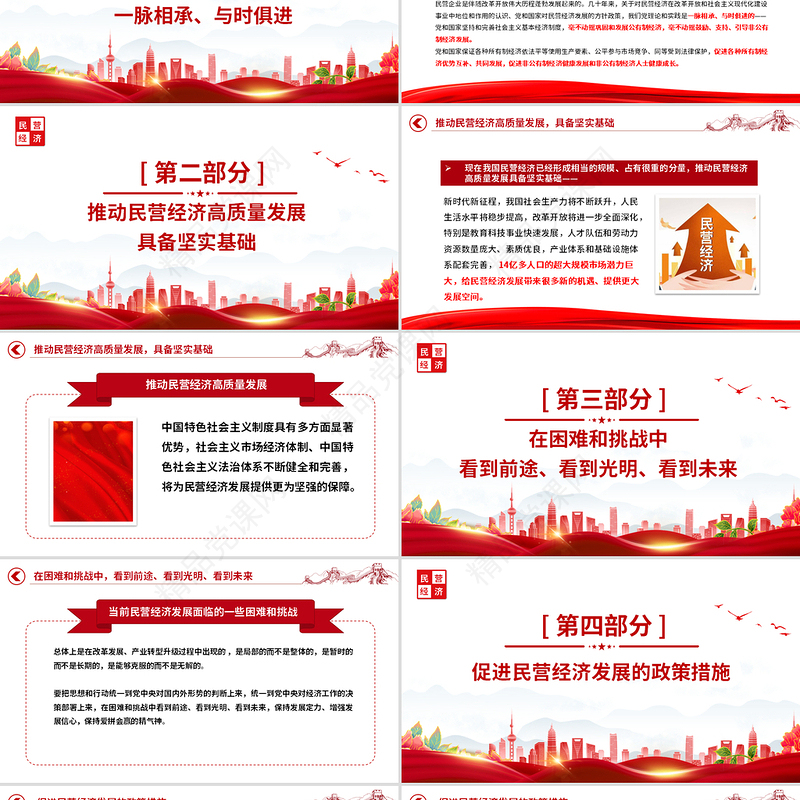 学习2025民营企业座谈讲话PPT简洁风新时代新征程民营经济发展前景广阔大有可为党课