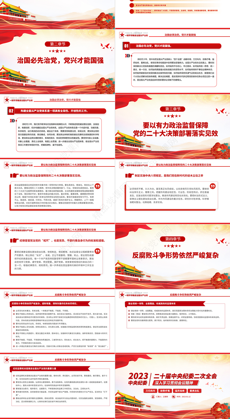 第二十届中央纪委二次全会公报PPT党政风优质深入学习贯彻会议精神党员专题辅导党课课件