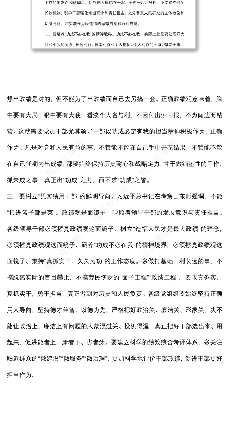 2024树立正确政绩观研讨发言提纲