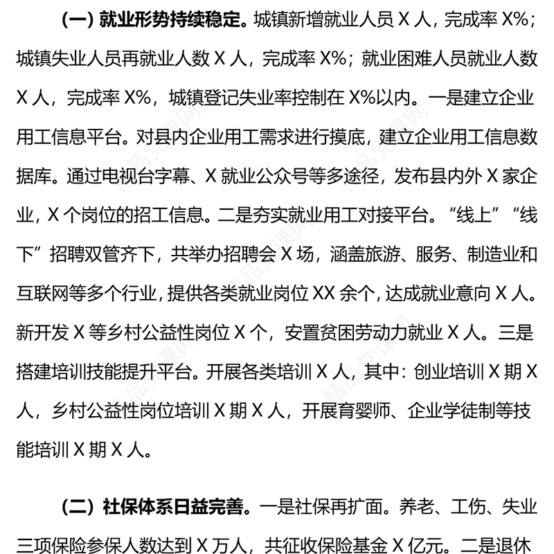 县人社局2024年工作总结模板