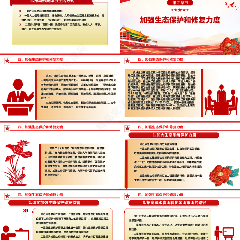 大力促进美丽中国建设的系统部署ppt简洁时尚人与自然和谐共生的现代化党课