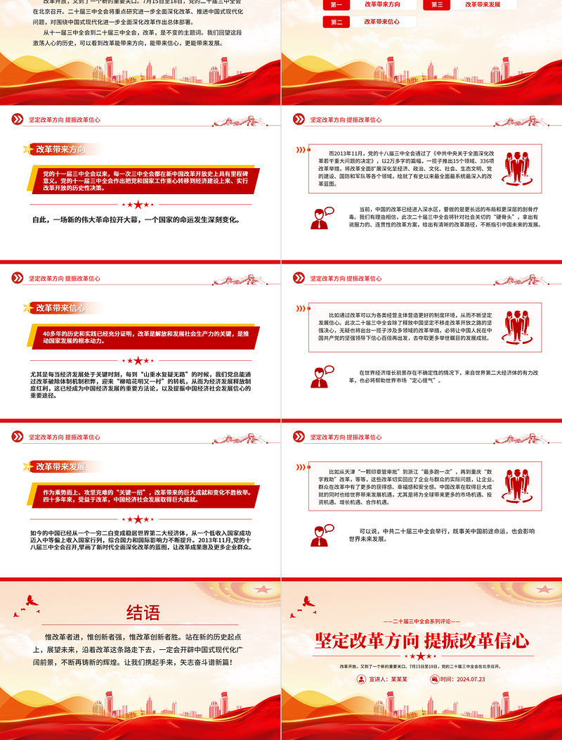 2024坚定改革方向提振改革信心PPT模板