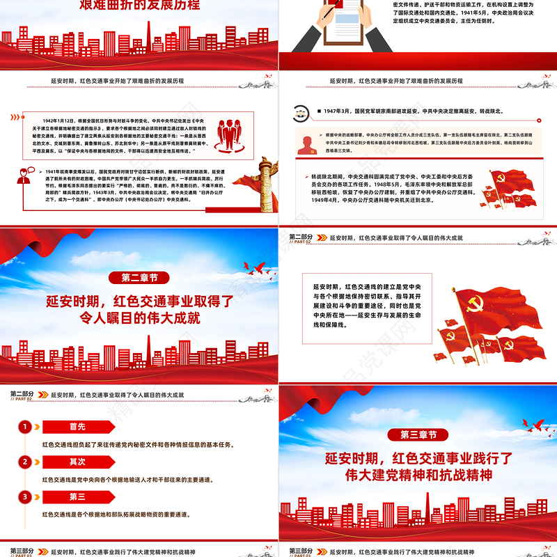红色精美延安时期党的红色交通线PPT追寻红色记忆传承红色精神党史党课