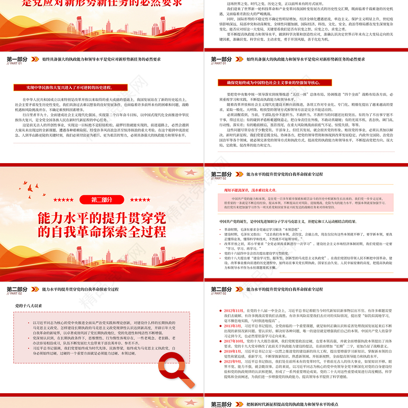 2023如何始终具备强大的执政能力和领导水平PPT大气精美风党员干部学习教育专题党课课件