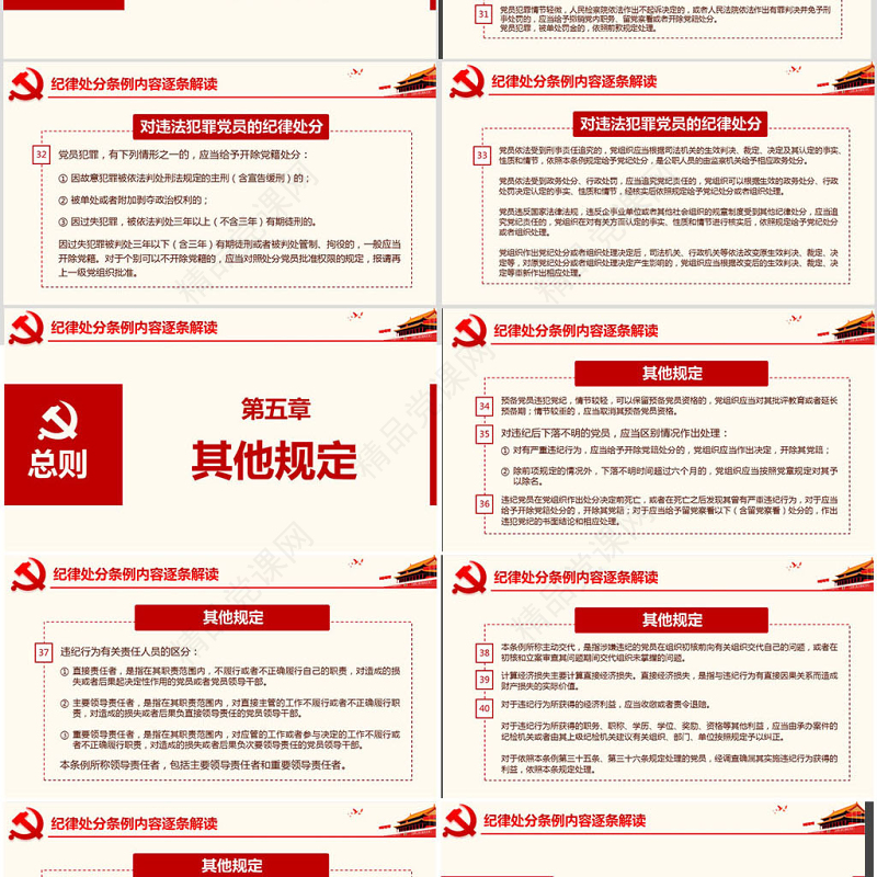 原创学习解读中国共产党纪律处分条例党课PPT-版权可商用