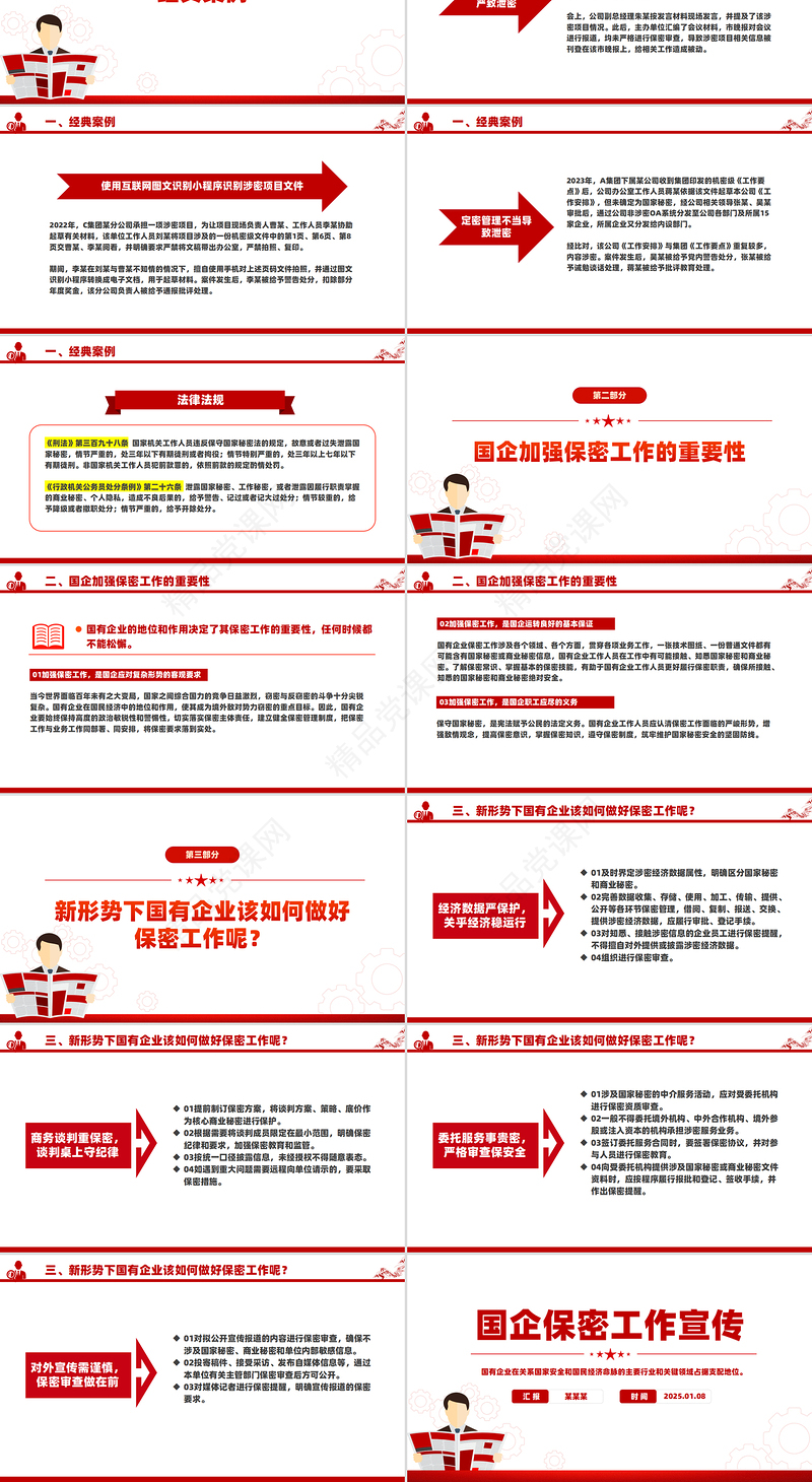 红色精美国企保密工作宣传如何铸牢保密安全防线党课PPT课件