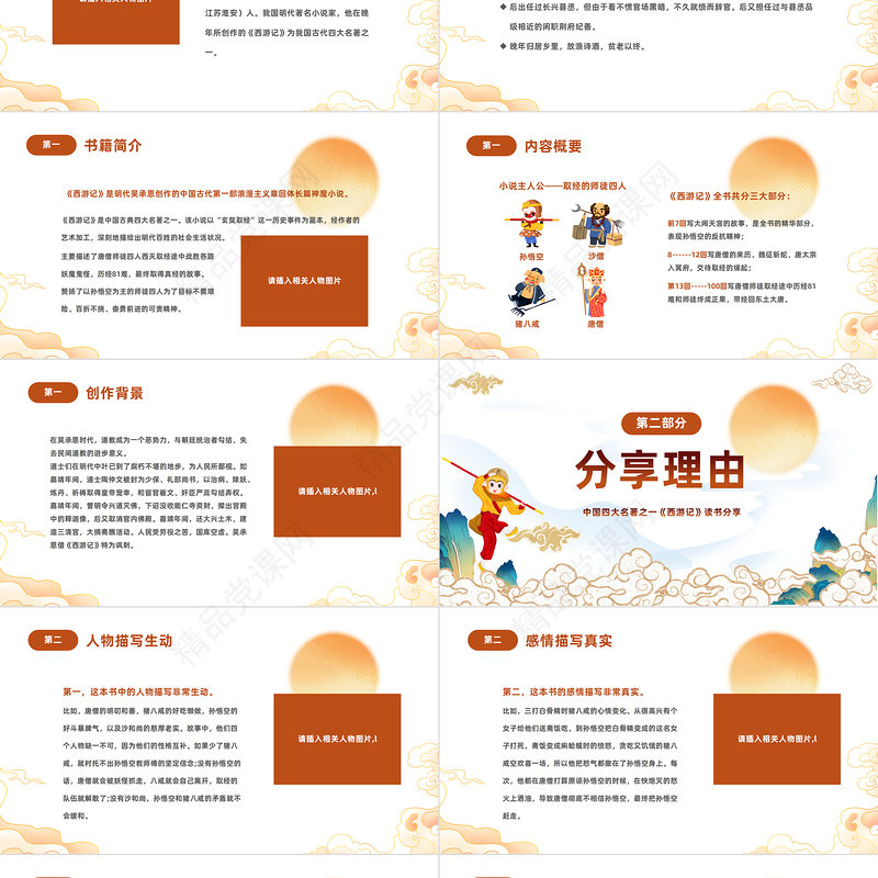 2024中国四大名著之一《西游记》PPT国潮精美卡通中小学生西游记读书分享主题班会模板课件