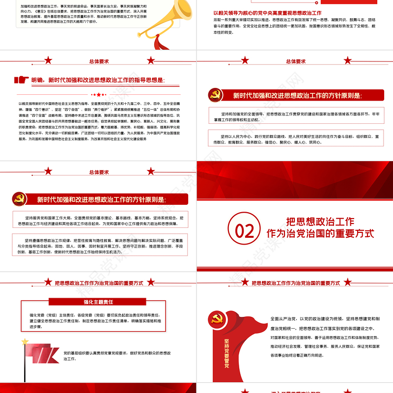 2021关于新时代加强和改进思想政治工作的意见PPT专题党课课件模板