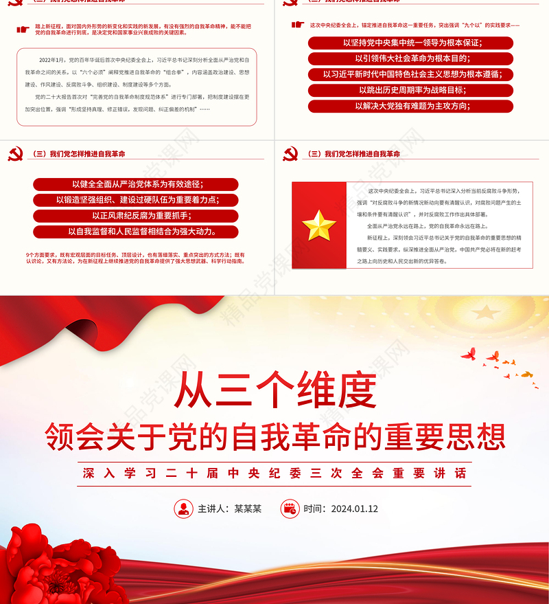 深化对党的自我革命的认识PPT党建风学习二十届中央纪委三次全会重要讲话课件