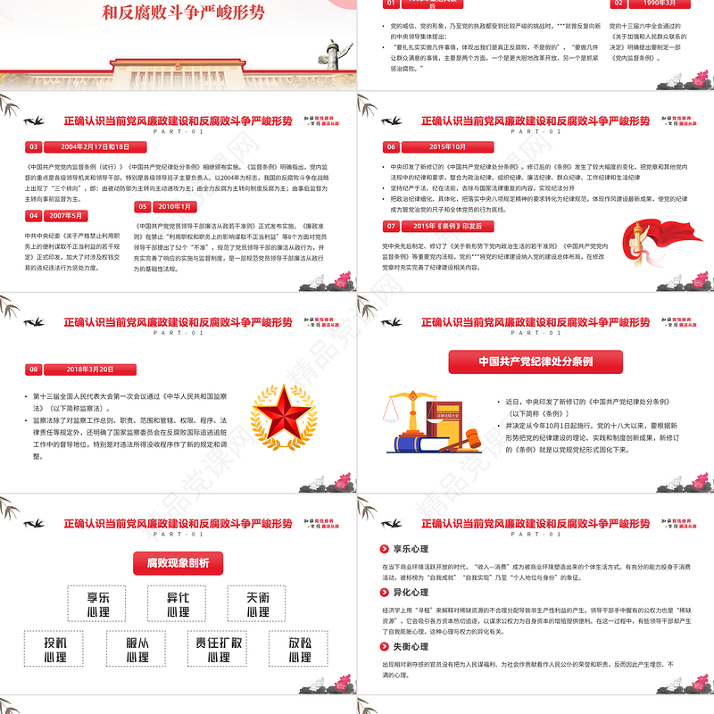 加强党性修养坚持廉洁从政PPT简约风反腐倡廉党风廉政专题微党课课件模板