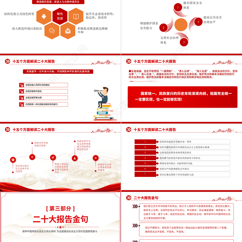 数读二十大报告PPT时尚国潮风党的20大报告学习解读基层党建专题党课课件