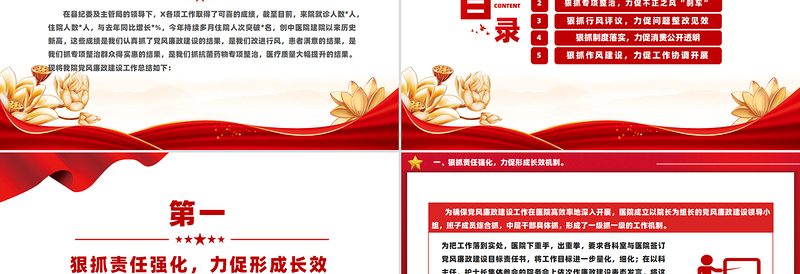 红色大气2024年医院党风廉政建设工作总结PPT模板