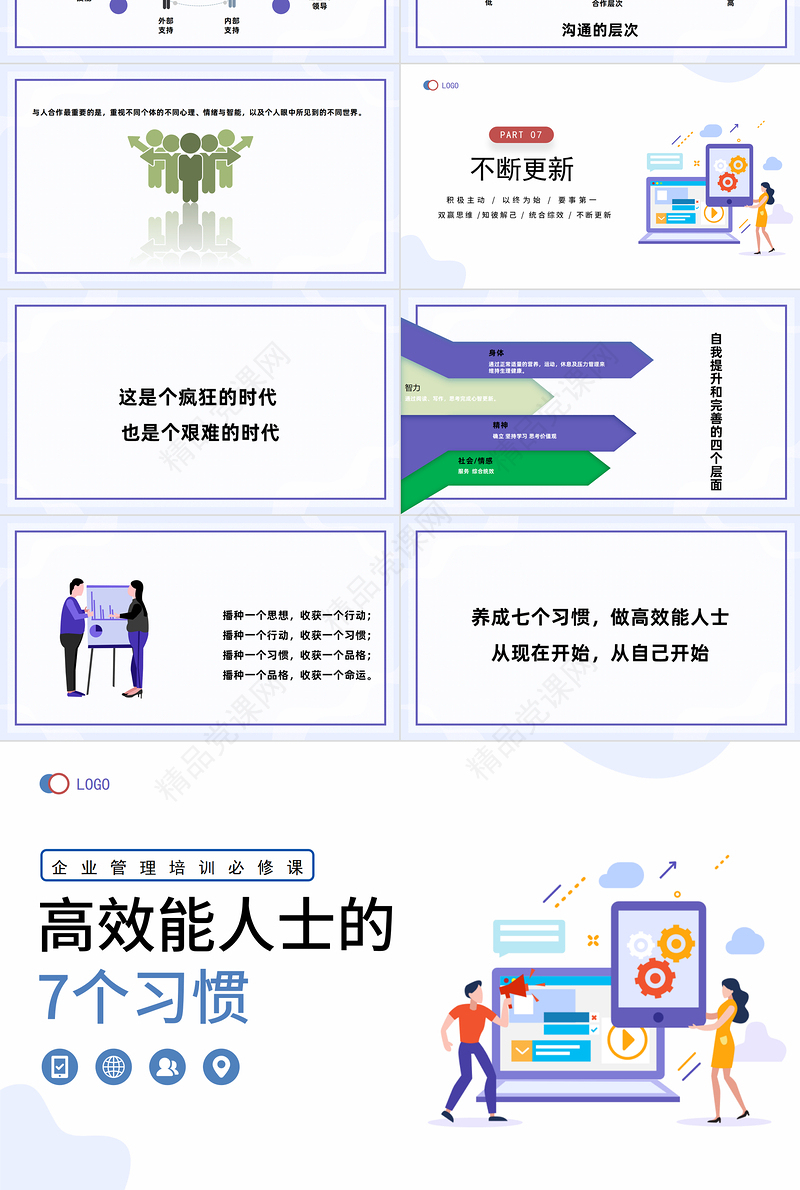 2024高效能人士的7个习惯PPT清新风企业新员工高效办公培训模板课件
