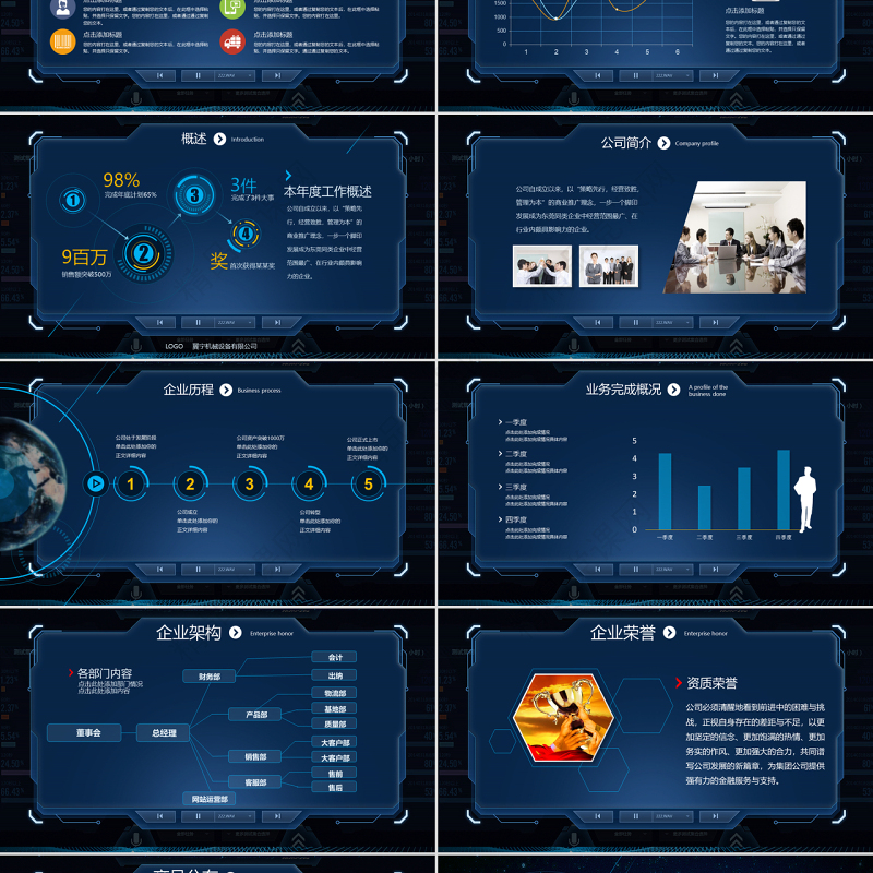 精美蓝色互联网公司科技感工作计划ppt工作总结