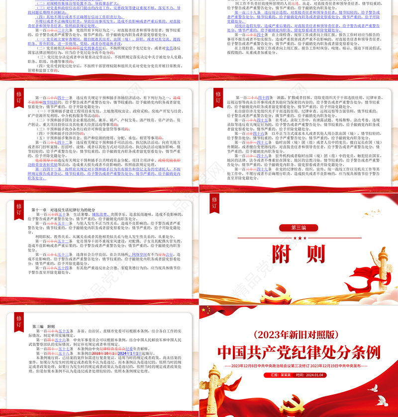 《中国共产党纪律处分条例》新旧对照党课课件PPT简约党政风加强党的纪律建设下载