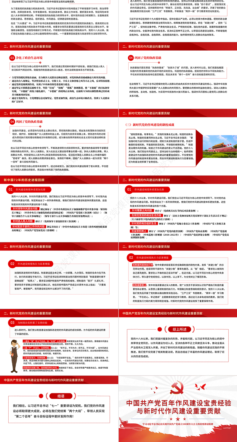 中国共产党百年作风建设宝贵经验与新时代作风建设重要贡献PPT党政风党员干部党风廉政建设党课课件