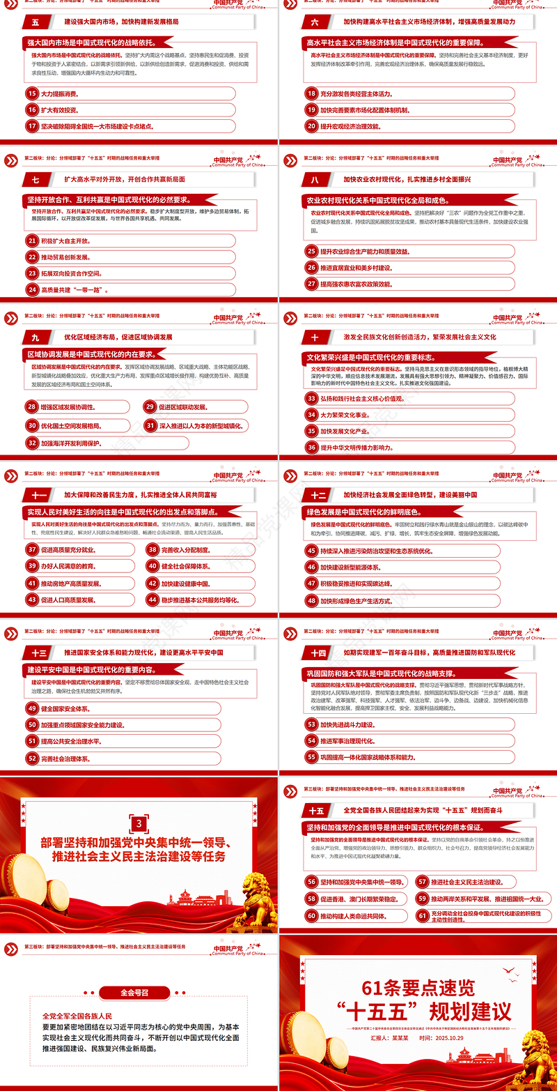 党建风61条要点速览“十五五”规划建议PPT党课课件