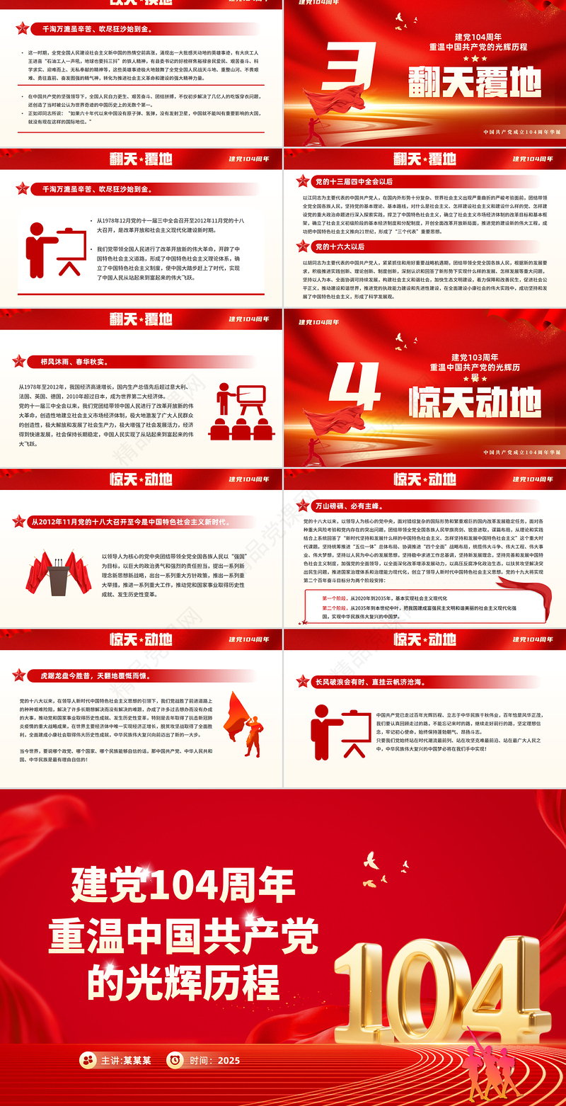 党政风重温党的光辉历程PPT中国共产党成立104周年主题党课