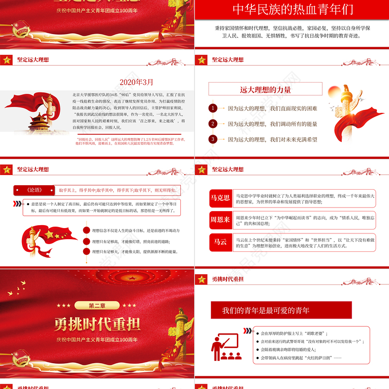 做新时代合格建设者和接班人PPT党政风优质风庆祝中国共产主义青年团成立100周年专题课件模板