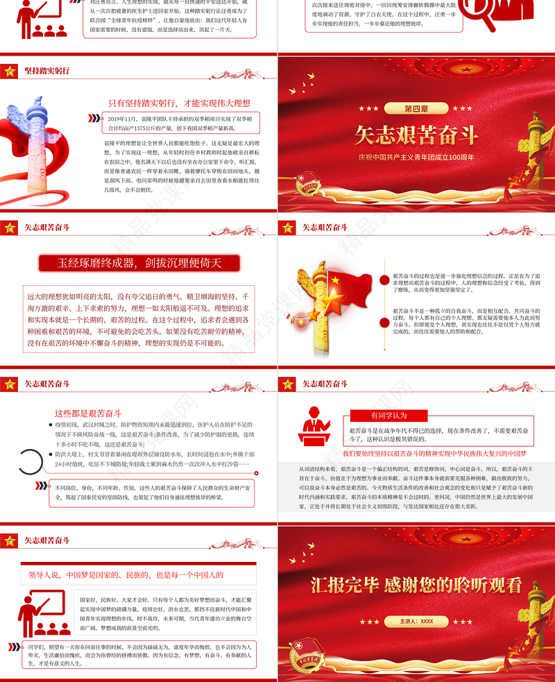 做新时代合格建设者和接班人PPT党政风优质风庆祝中国共产主义青年团成立100周年专题课件模板