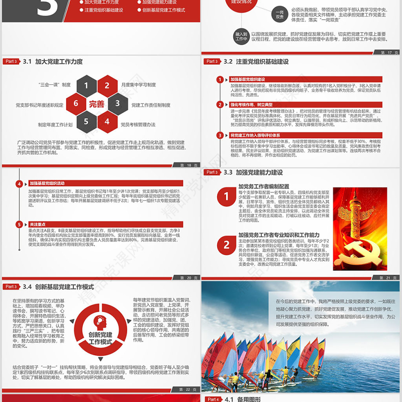 基层党建党委党支部工作汇报ppt模板幻灯片